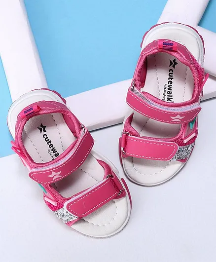 Cute Walk by Babyhug Velcro Closure Sandals- Fuchsia