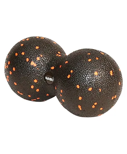 USI Universal The Unbeatable MDB Massage Dual Ball Roller With Double Trigger Point High Density Epp Foam Black Orange Dots & Textured Surface