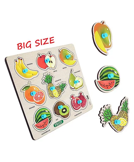 Enorme Big Wooden Fruits Puzzle with Knobs  Multicolour - 9 Pieces