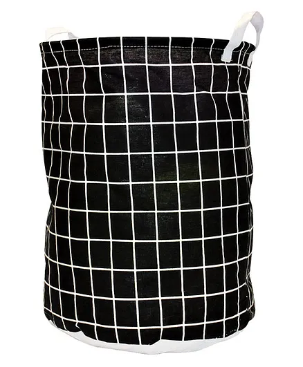 EZ Life Checkered Laundry Basket -  Black