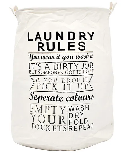 EZ Life Laundry Rules Black & White Laundry Basket