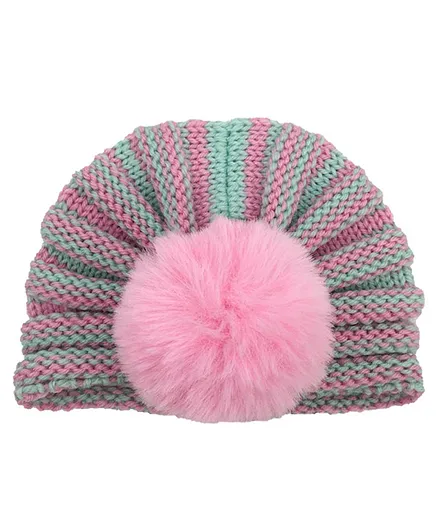 SYGA Winter Knitted Hat Rabbit Ears - Pink Green