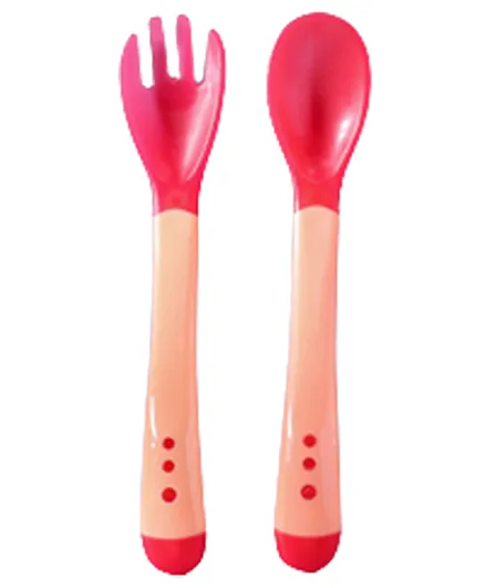 SYGA Silicone Fork And Spoon Set Baby - Pink
