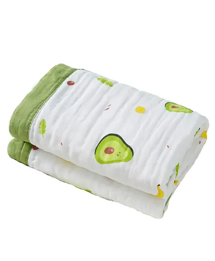 SYGA 100% Cotton 6 Layer Muslin Swaddle Wrap Avocado Print - Green