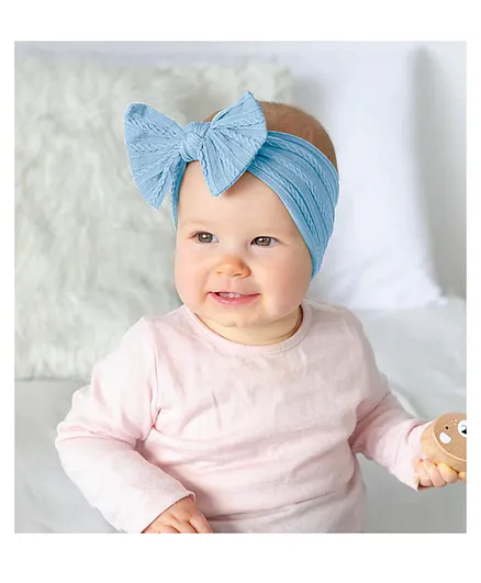 SYGA Baby Girls Jacquard Soft Nylon Headbands Bow Headband - Blue