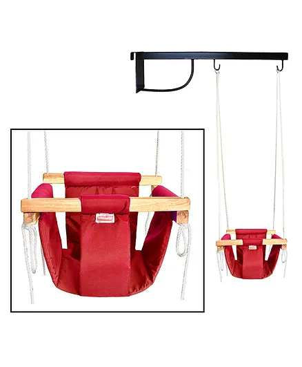 VParents Coster swing for Kids with hanging metal rod for Indoor Outdoor - Red