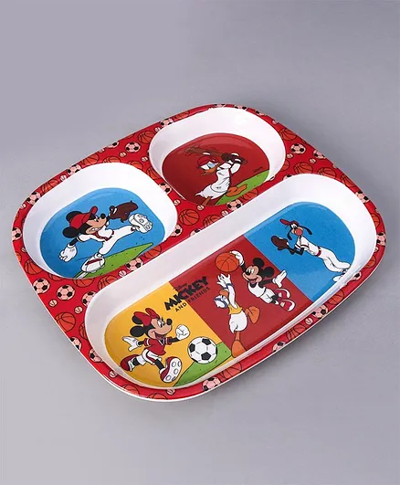 Mickey Mouse And Friends 3 Partition Rect Plate- Multicolor