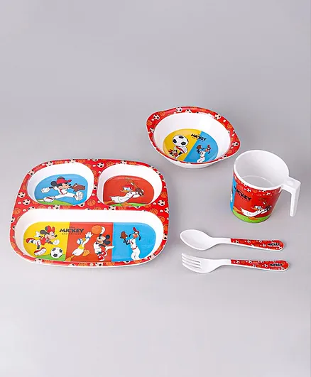 Disney Mickey Mouse And Friends 5 Pieces Kids Dinner Set - Multicolour 