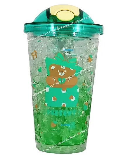 FunBlast Tumbler with Lid and Straw  Sea Green  450 ml
