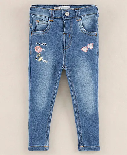 ToffyHouse Full Length Jeans With Embroidery- Blue