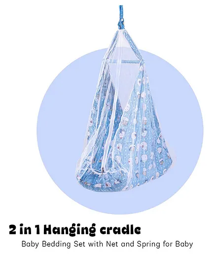 Baybee Swing Cotton Hanging cradle with Mosquito Net & Spring - Light Blue