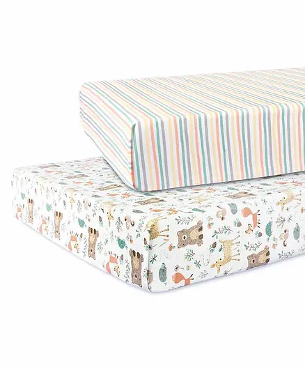 Abracadabra Flat Cot Sheets For Standard Cot Bambi & Friends Print Set of 2 Pieces - Multicolor