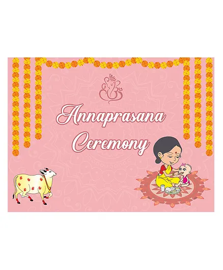 Annaprasana Theme Pink Backdrop - Pink