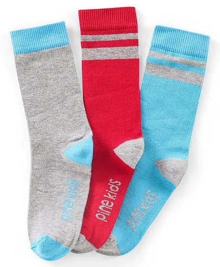 Pine Kids Regular Length Antimicrobial Socks Text Design Pack of 3 - Multicolor