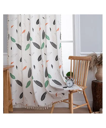 Soul Fiber 100% Cotton Bohemian Curtains For Long Door Bedroom Living Room & Kitchen With Stainless Steel Rings Long Door 9 Feet x 4 Feet - Feather Green