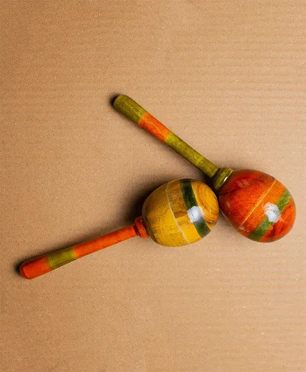 Bombay Toy Company Wooden Maracas Pack Of 2 - Multicolor