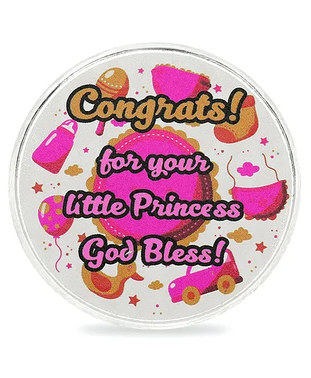 Osasbazaar Pure Silver Coin for  New Born Baby Girl Gift Baby Gifts for New Born Gift for Baby Girl Baby Shower Its a Girl 99% Pure BIS Hallmarked - Pink
