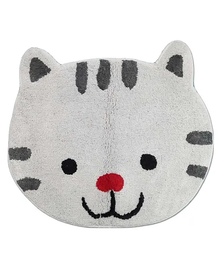 Swhf Cotton Cat Face Shape Rug - Grey