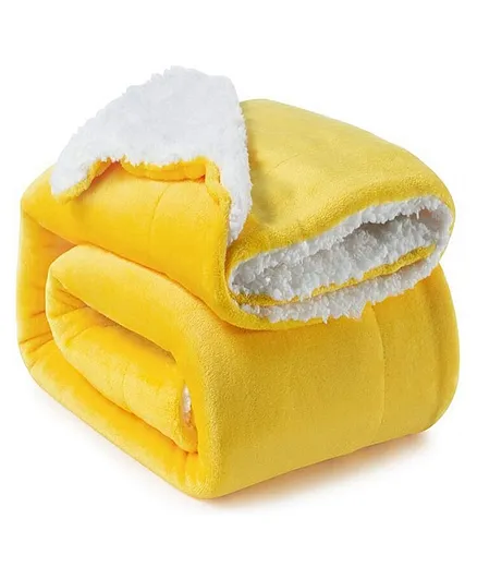 Brandonn Supersoft Double Layered Fluffy Flannel Baby Blanket - Yellow