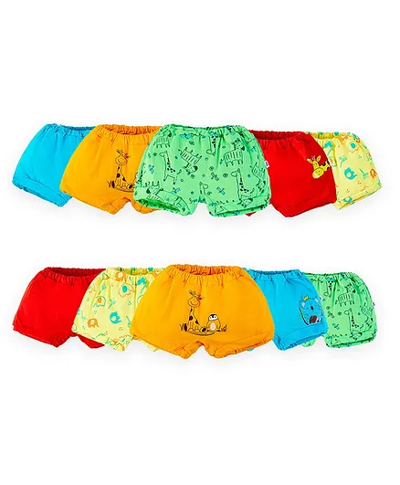 SuperBottoms Pack Of 10 Wonder Wild Animals Printed Bloomers - Multi Colour