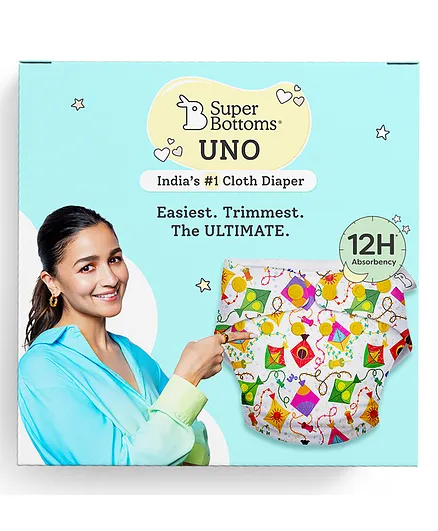 SuperBottoms Freesize UNO Cloth Diaper (3M 3Y) Reusable with Dry Feel  Pad, Absorbs 4-5 Pees Coloured Skies Online in India, Buy at Best Price 