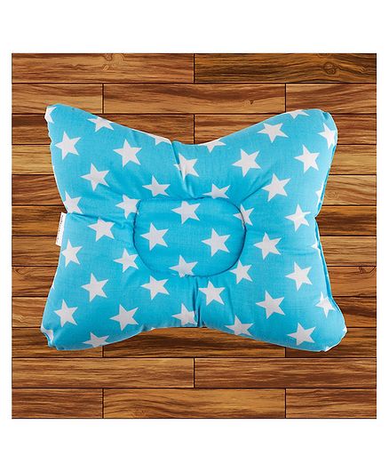 Mittenbooty Baby Pillow with soft Cushioning in Bow Shape Star Print - Blue