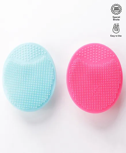 Face Cleansing Brush Pack of 2 - Green and Pink