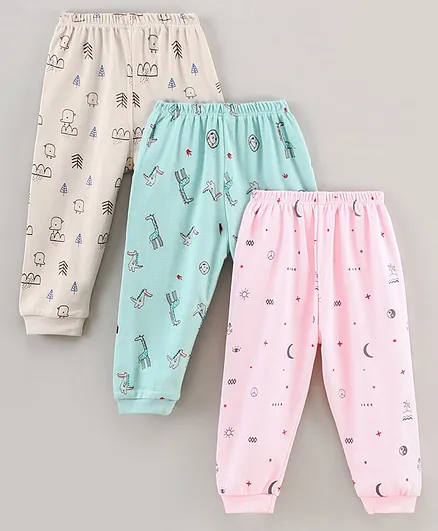 Buy Mini Donuts Full Length Pyjamas Animal Print Pack Of 3 - Pink Mint  Beige for Both (0-3 Months) Online in India, Shop at  - 11739389