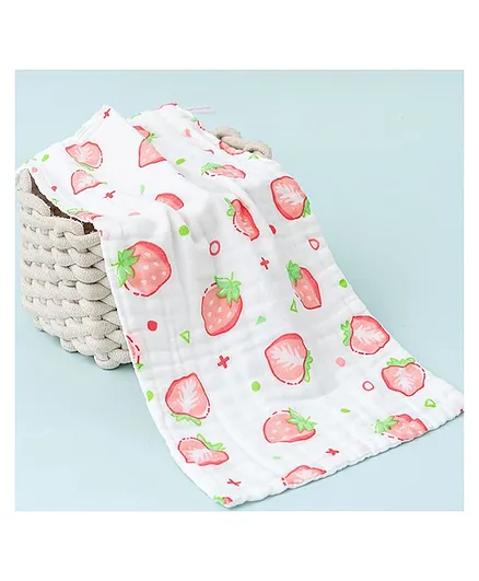 SYGA Cotton Baby Blanket Strawberry Print - Red White
