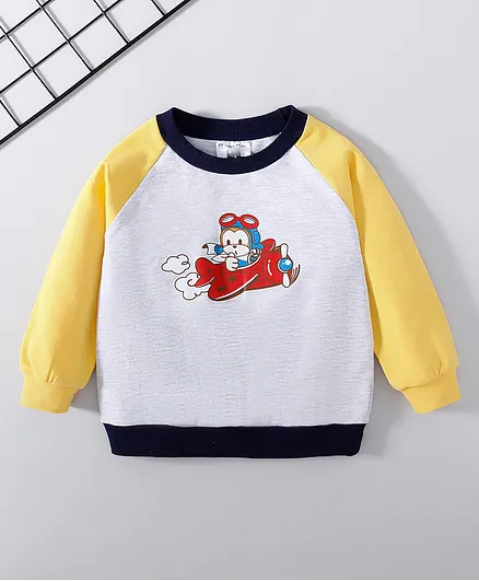 Kookie Kids Full Sleeves Airplane Printed Sweatshirt - Multicolour