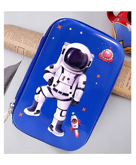 New Pinch Hard Canvas Zipper Astronaut Print Pencil Case Large ( Colour May Vary)