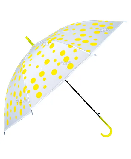 Fiddlerz Stylish & Cute Design Print Windproof Long Handled Lightweight Kids Umbrella- White