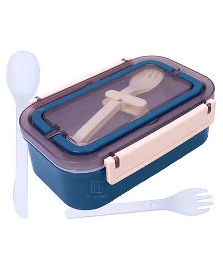 Spanker Stainless Steel Lunch Box With Fork And Spoon - Blue