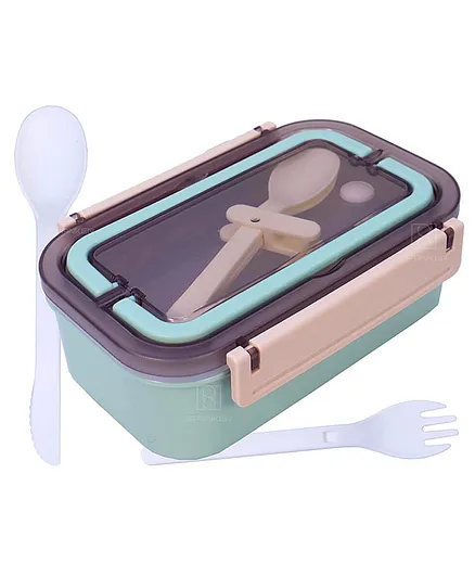 Spanker Stainless Steel Lunch Box With Fork And Spoon - Green