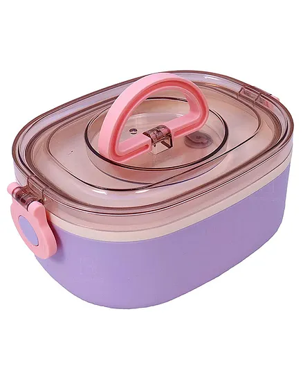 Spanker Stainless Steel Lunch Box With Fork And Spoon - Purple