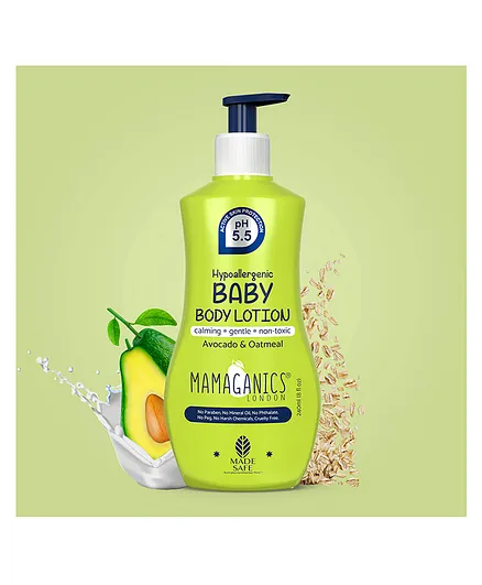 Mamaganics Baby Daily Moisturizing Lotion pH 5.5 for Baby's Sensitive Soft Skin with  Avacado and Oatmeal Hypoallergenic Vegan Friendly-  240ml