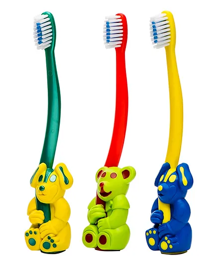 Buddsbuddy Animal Shaped Ola Kids Soft Bristles Tooth Brush Pack of  3- Multicolor