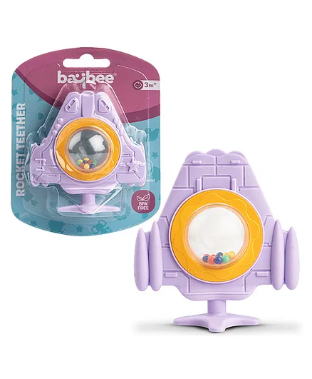 baybee Rocket Shape BPA Free Silicone Teether for Babies - Violet