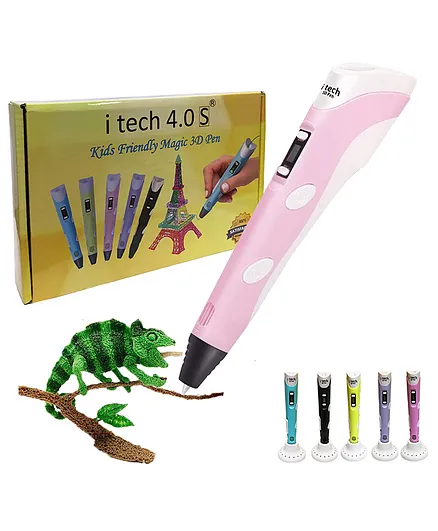Wol3D Itech Kids Friendly Magic 3d Pen 2022 Super Value Pack With Pen Holder And Free Filaments - Pink