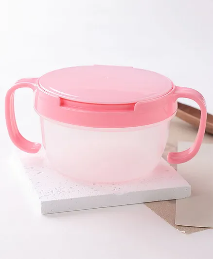Container With Lid And Dual Handle - Pink