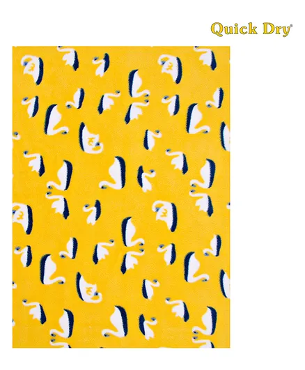 Quick Dry Baby Bed Protector Vibro Swan Print  Small - Yellow
