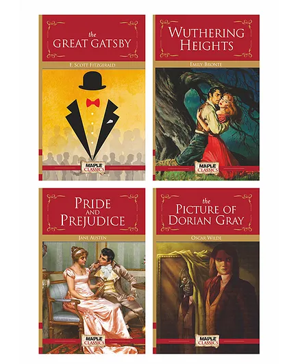 Maple Press Worlds Greatest Classics Set of 4 Books Pride and Prejudice Wuthering Heights Great Gatsby Picture of Dorian Gray - English