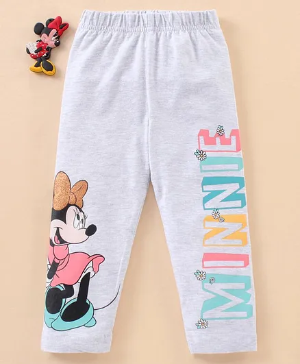 Babyhug Full Length Leggings Minnie Mouse Print - Grey