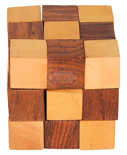 Shrijicrafts Wooden IQ Teaser Puzzle Adult Snake Cube - Brown