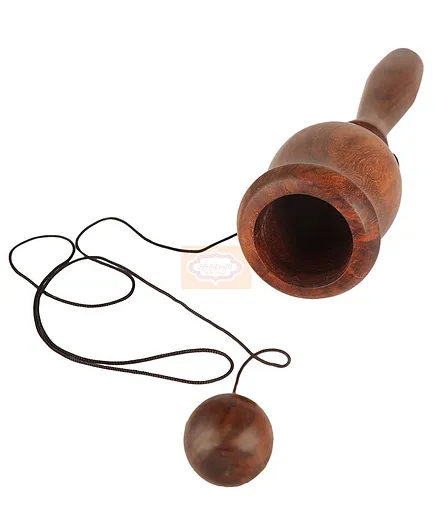 Shrijicrafts Wooden Handcrafted Cup and Ball Game Toys - Brown