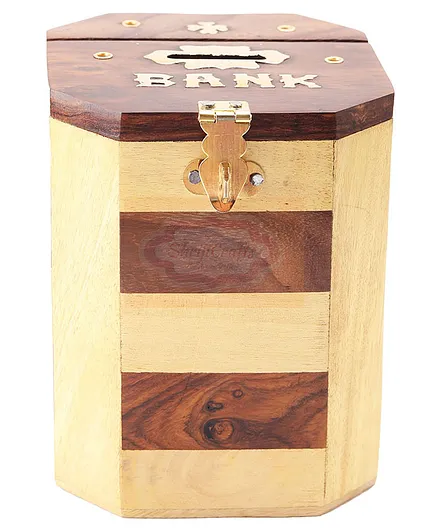 ShrijiCrafts Handmade Wooden Piggy Bank Gift Items for Kids - Brown