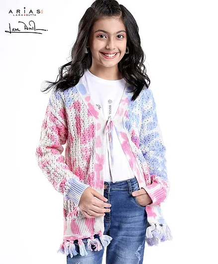 Buy Arias Consciously Sourced Cotton Front Open TieDye Full Sleeves Shrug  -Multicolor for Girls (5-6 Years) Online in India, Shop at 