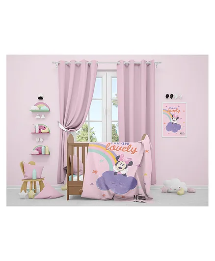 Disney Plush Sherpa Blanket Minnie Mouse Print - Pink