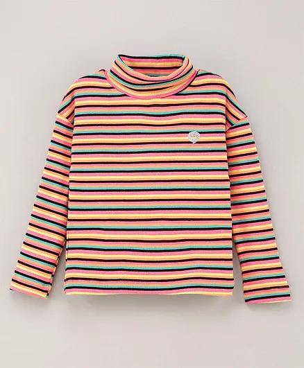 Vitamins Full Sleeves Yarb Dyed Ribbed Top Stripes Print- Multicolor