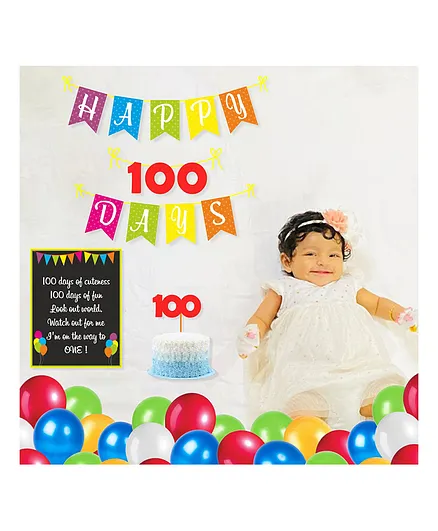 Untumble 100 Days Birthday Celebration Decor Party Pack- Multicolor